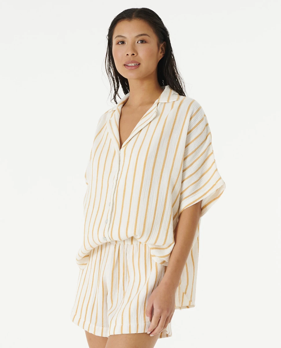 Chemise à Manches Coutes Ripcurl Premium Surf Stripe - Gold 2 Chemise à Manches Coutes Ripcurl Premium Surf Stripe - Gold – Image 2