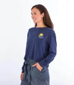T-shirt Manche Longue Hurley Anna Washed - Mood Indigo -Vêtements D'eau ANNA WASHED CROPPED BOYFRIEND LS TEE 0 263286 1