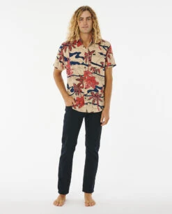 Ripcurl Chemise Manche Courtes Rip Curl Barrel Killa Short Sleeve Shirt - Bone