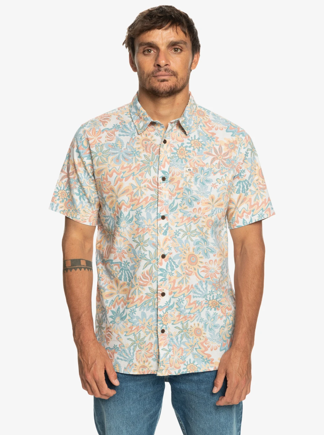 Chemise Manches Courtes Pour Homme Quiksilver Surfadelica - Birch 1 Chemise Manches Courtes Pour Homme Quiksilver Surfadelica - Birch