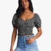 Haut à Manches Bouffantes Billabong LOVE SONG - BLACK PEBBLE