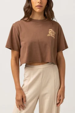 Tee Shirt Rhythm SUNBATHER CUT OFF BOYFRIEND TEE - Chocolate