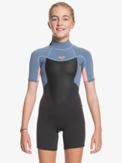 Shorty Roxy 2/2mm Prologue Fille Back Zip - CLOUD BLK/POWDERDGREY/SUNGLOW